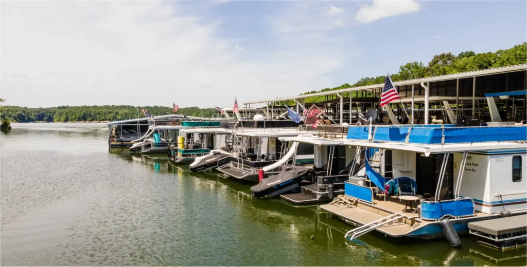 Family on the dock at a Rubright marina
